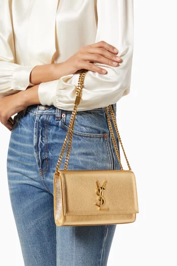 Small Kate Shoulder Bag in Metallic Leather