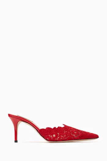 Amalfi 75 Mules in Crochet Lace