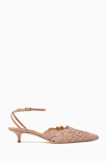 Amalfi 35 Ankle-strap Pumps in Embroidered Lace