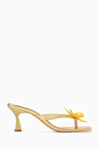 Fleurs Blanches 55 Mules in Metallic Leather