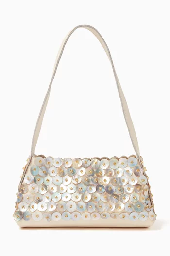 Ecorces de Cerisier Shoulder Bag in Mother-of-Pearl & Leather