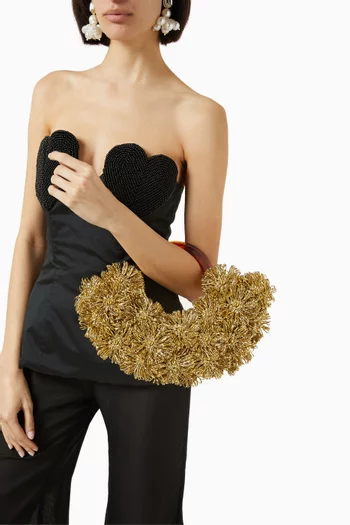 Fleurs de Cèdres Top-handle Bag in Raffia