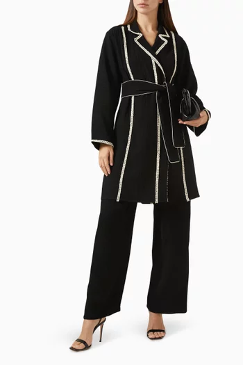 Belted Top & Pants Set in Cotton Blend