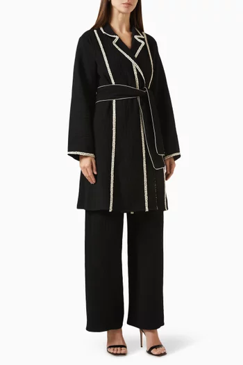 Belted Top & Pants Set in Cotton Blend
