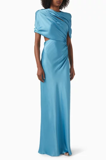 Draped Cape Gown in Satin