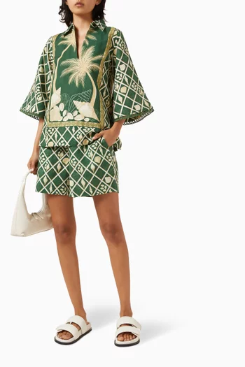 Palm Tunic Blouse in Cotton-linen