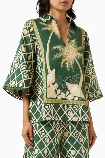 Palm Tunic Blouse in Cotton-linen