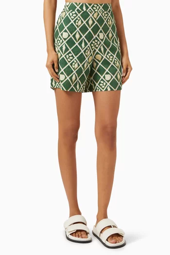 High-waisted Summer Shorts in Cotton-linen