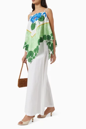 High-low Scarf Top in Linen-blend