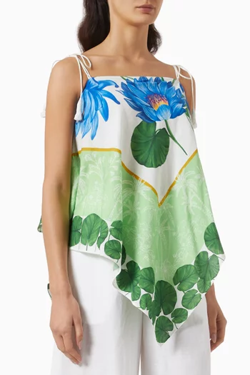 High-low Scarf Top in Linen-blend