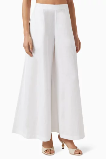 Flared Pants in Linen-blend
