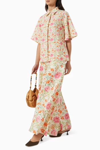 Oversized Shirt in Linen-blend