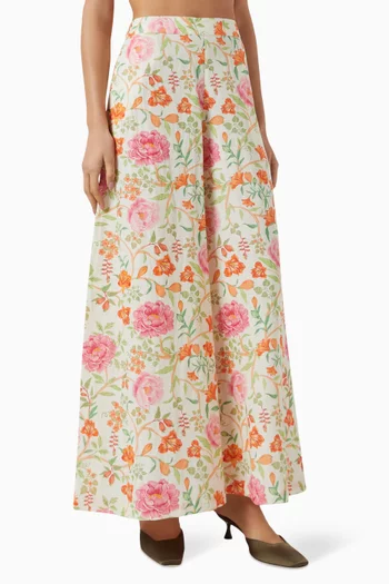 Flared Pants in Linen-blend