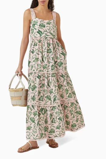 Tiered Maxi Dress in Linen-blend