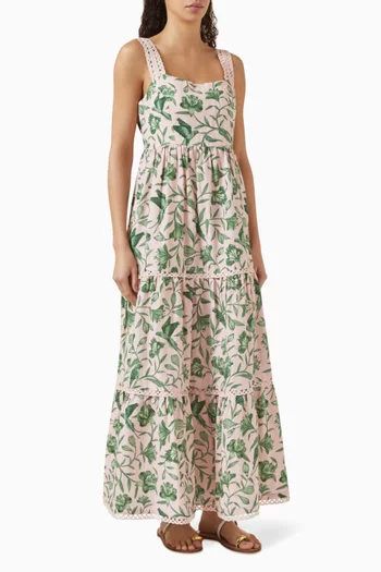 Tiered Maxi Dress in Linen-blend