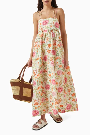 Corset Maxi Dress in Linen-blend