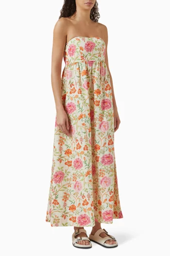 Corset Maxi Dress in Linen-blend