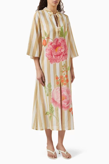 Villa Hooded Midi Dress in Cotton Voile