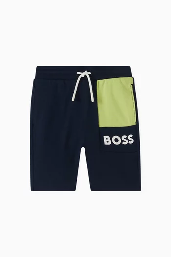 Colour-block Logo Shorts in Cotton-piqué