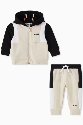 Colour-block Tracksuit Set in Cotton-blend