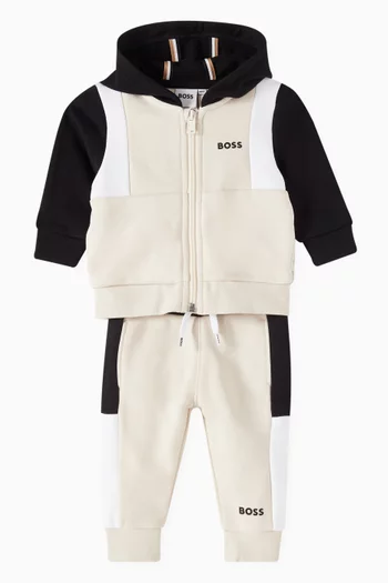 Colour-block Tracksuit Set in Cotton-blend