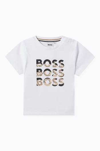 Triple Logo-print T-shirt in Cotton