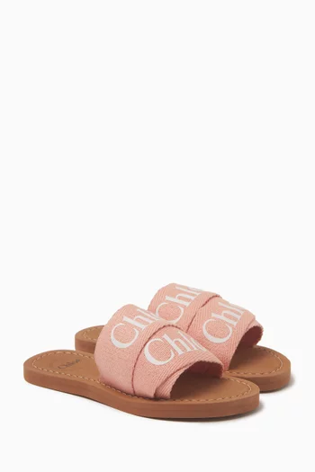 Logo-print Slip-on Sandals in Leather