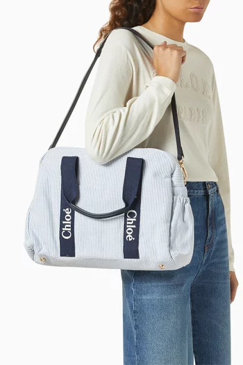 Striped Changing Bag in Cotton-canvas