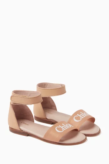 Logo-print Sandals in Leather