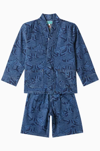 Printed Denim Jacket in Cotton