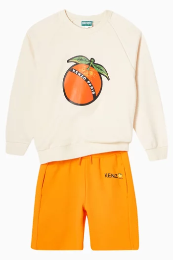 Orange Print Sweatshirt in Fleece