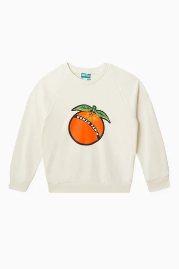 Orange Print Sweatshirt in Fleece