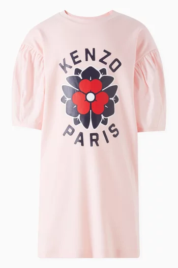 Logo Printed Dress in Interlock Cotton