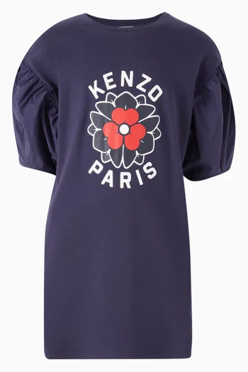 Logo Printed Dress in Interlock Cotton