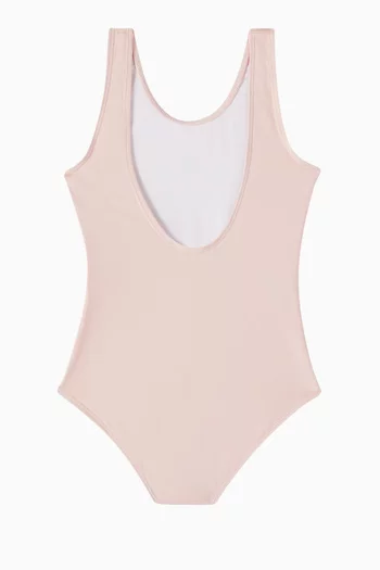 Logo & Boke Flower One-piece Swimsuit