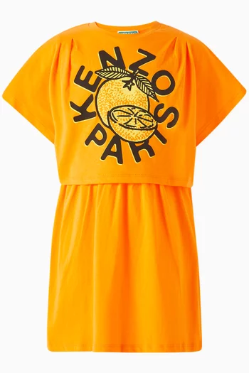 Logo Printed Dress in Interlock Cotton