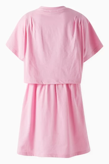 Logo Printed Dress in Interlock Cotton
