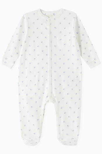 Logo-print Sleepsuit in Cotton