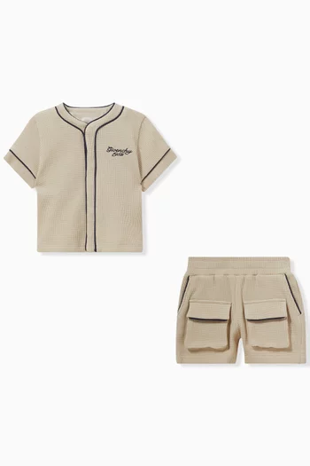T-shirt & Shorts Set in Honeycomb Cotton
