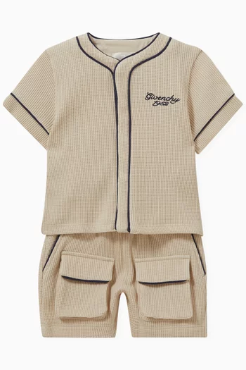 T-shirt & Shorts Set in Honeycomb Cotton