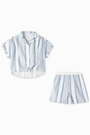 Striped Shirt & Shorts Set in Cotton