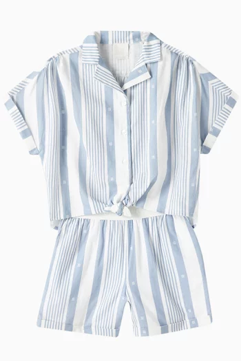 Striped Shirt & Shorts Set in Cotton