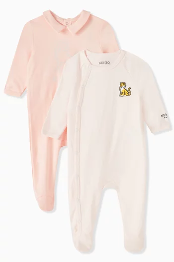 Tiger Logo-print Sleepsuit Set in Organic Cotton
