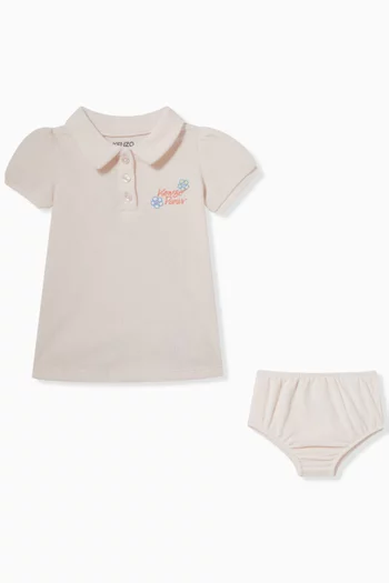Logo-embroidered Polo Dress in Organic Cotton-terry