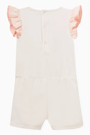Logo-embroidered Romper in Organic Cotton-terry