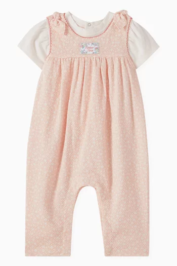 Floral-print Overalls & T-shirt Set