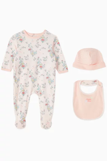 Floral-print Sleepsuit Set in Organic Cotton