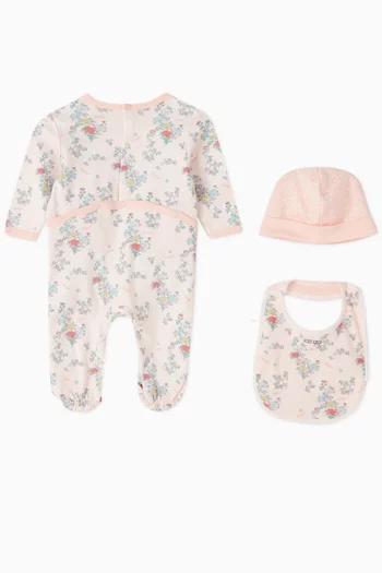 Floral-print Sleepsuit Set in Organic Cotton