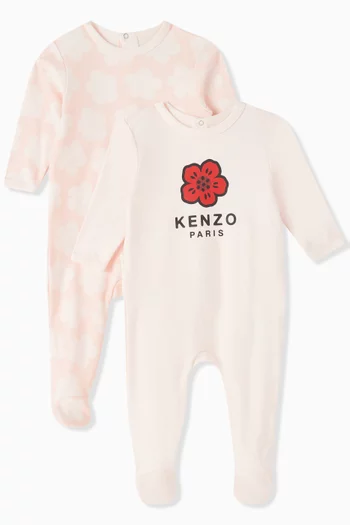 Boke Flower-print Sleepsuit Set in Organic Cotton