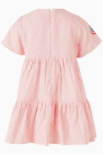 Fruit Logo-print Tiered Dress in Cotton
